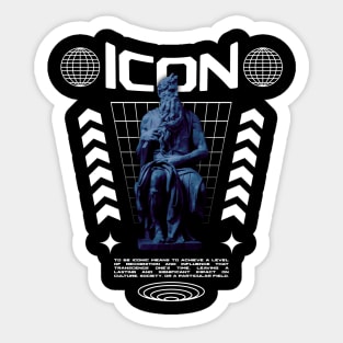 Icon Statue Blue Purple Modern Streetwear Graphic Design Sticker